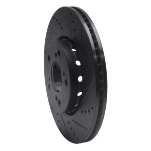 Acura RLX Brake Rotor (1) - Front Right - R1 Concepts - Drilled & Slotted - Black - `14-`20